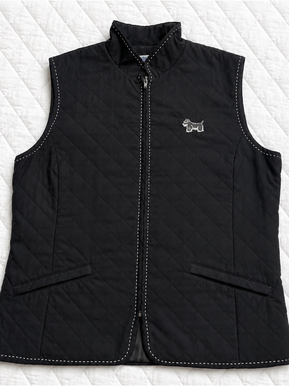 Tabi International Golf Quilted Full Zip Vest Black Scottie Dog Women’s M​